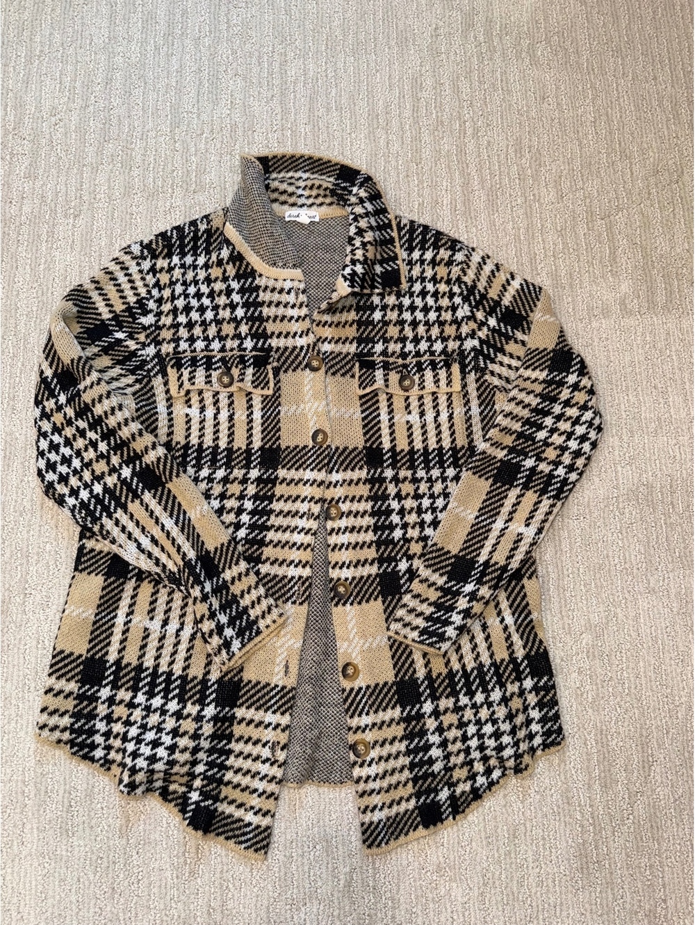 Pink Heart plaid cardigan coat